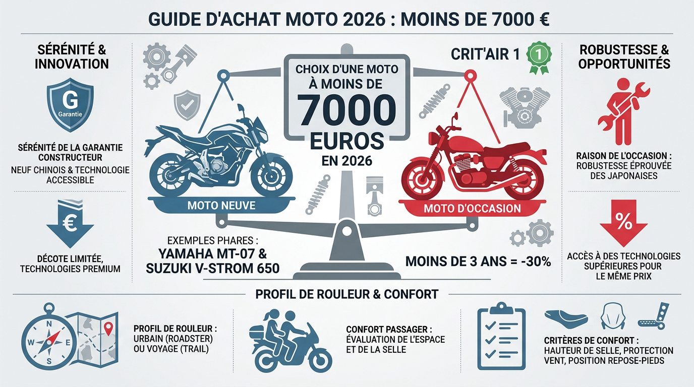 Sélection de motos polyvalentes d'occasion et neuves pour un budget de 7000 euros
